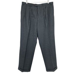 MICHAEL Michael Kors Men's Wool Cashmere Pans 38x30 Pleated Cuffed Hem Grey/Blue